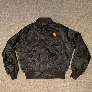 Vintage Porsche Satin Bomber Jacket Mens Sz L